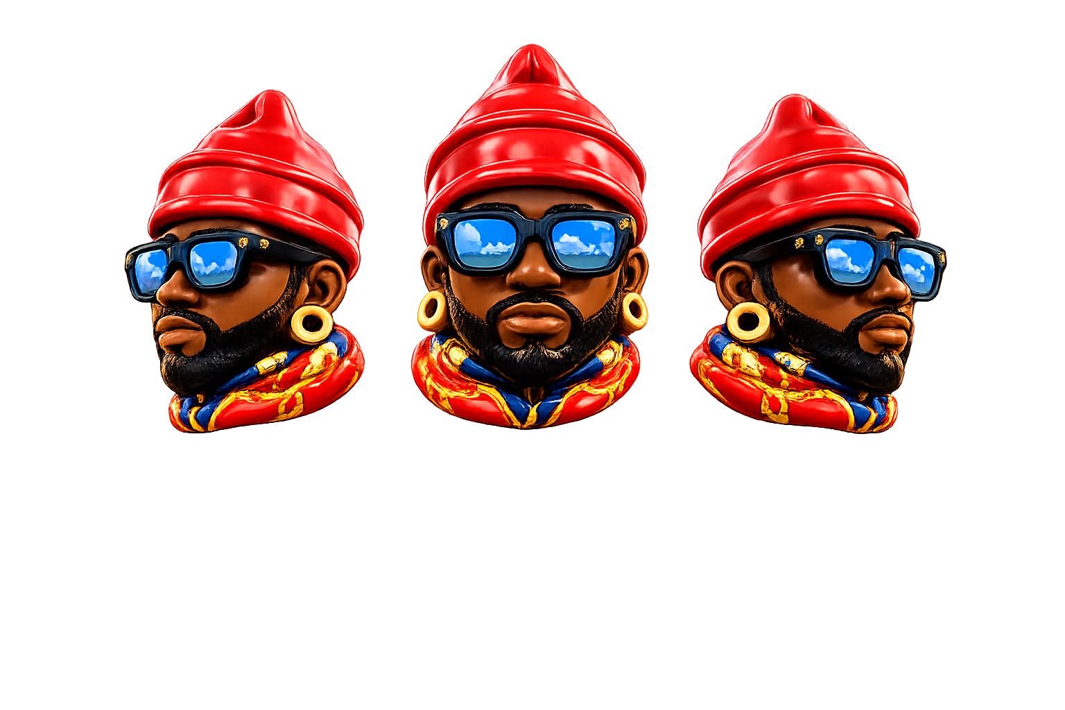OdotNYC designer toy three-head artwork